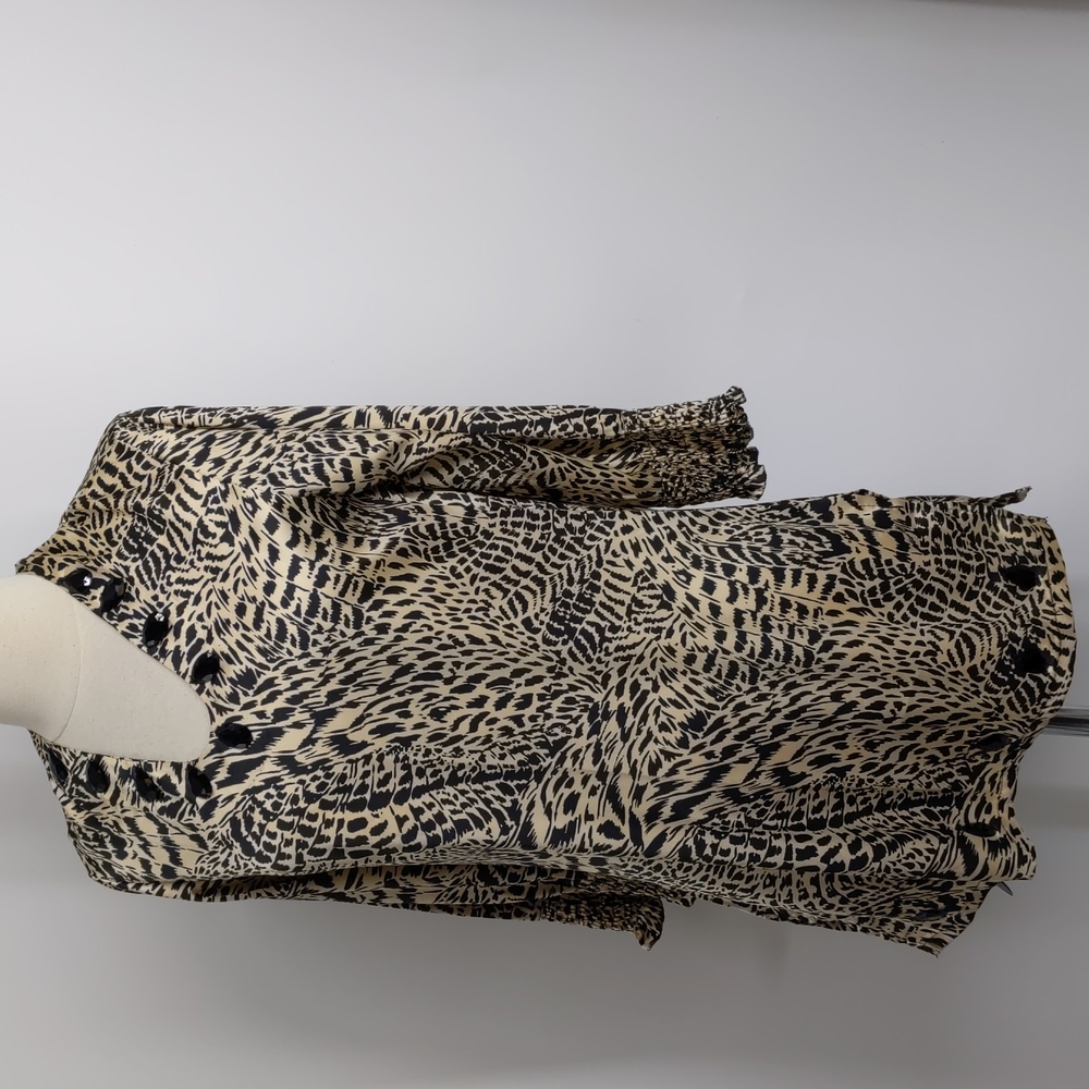 Silk Threads leapard-print silk or faux silk top-sz XS